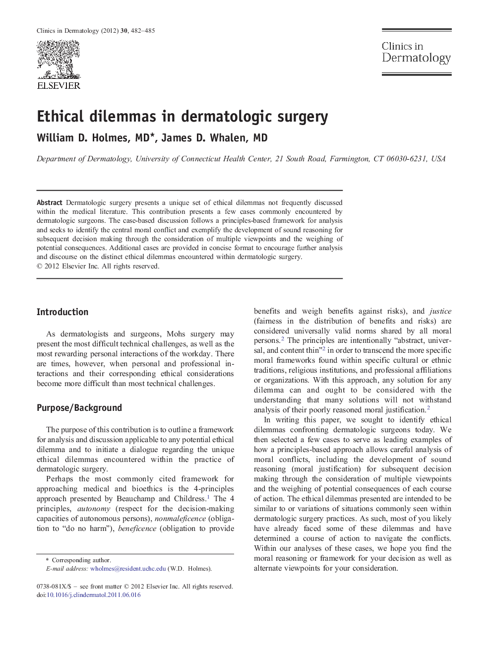 Ethical dilemmas in dermatologic surgery