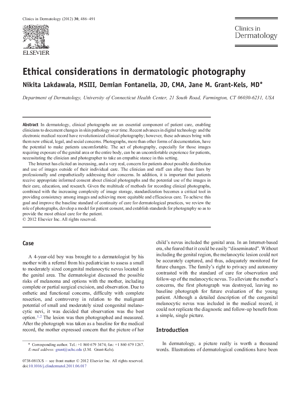 Ethical considerations in dermatologic photography