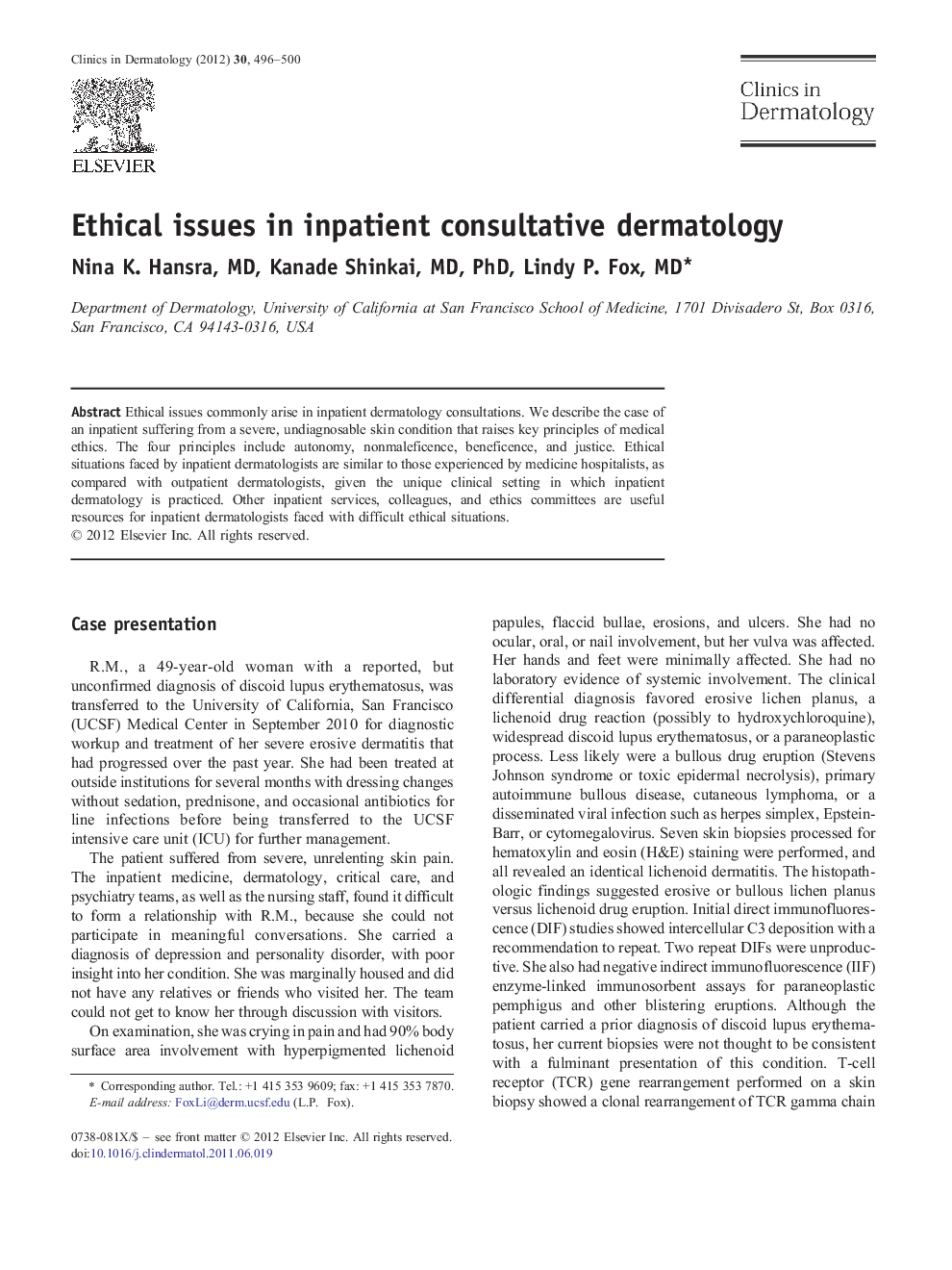 Ethical issues in inpatient consultative dermatology
