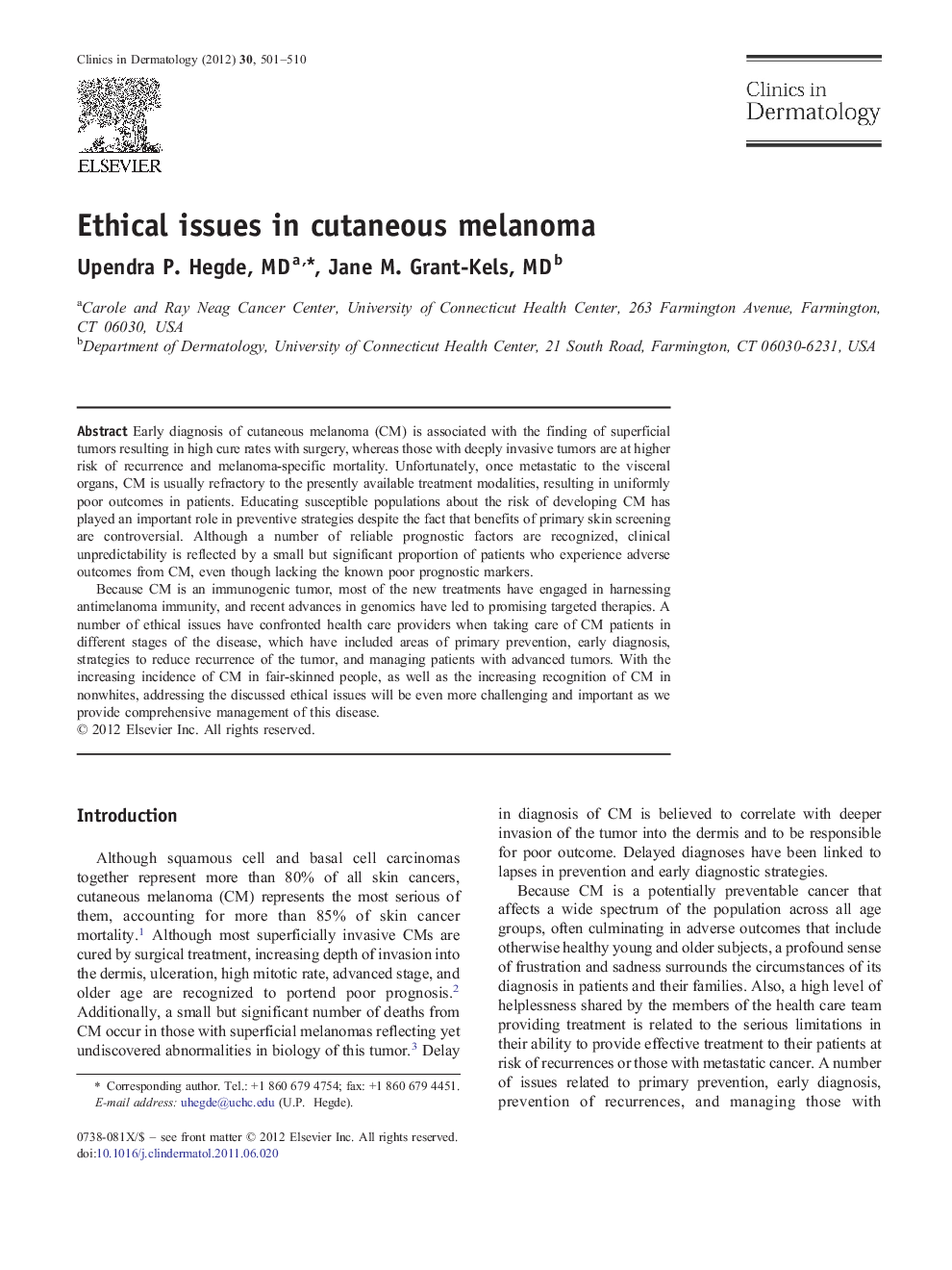 Ethical issues in cutaneous melanoma