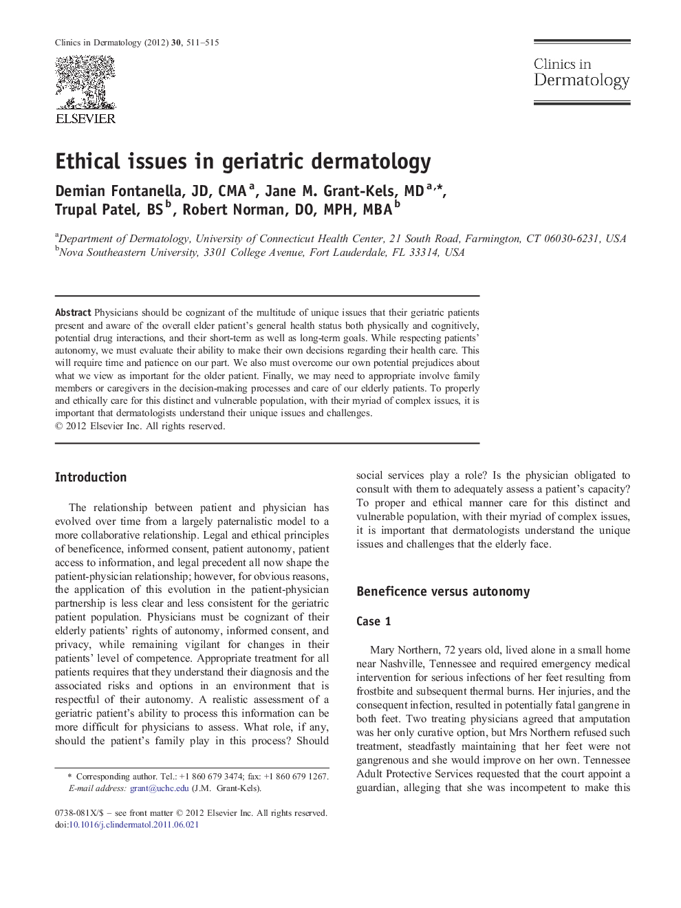 Ethical issues in geriatric dermatology