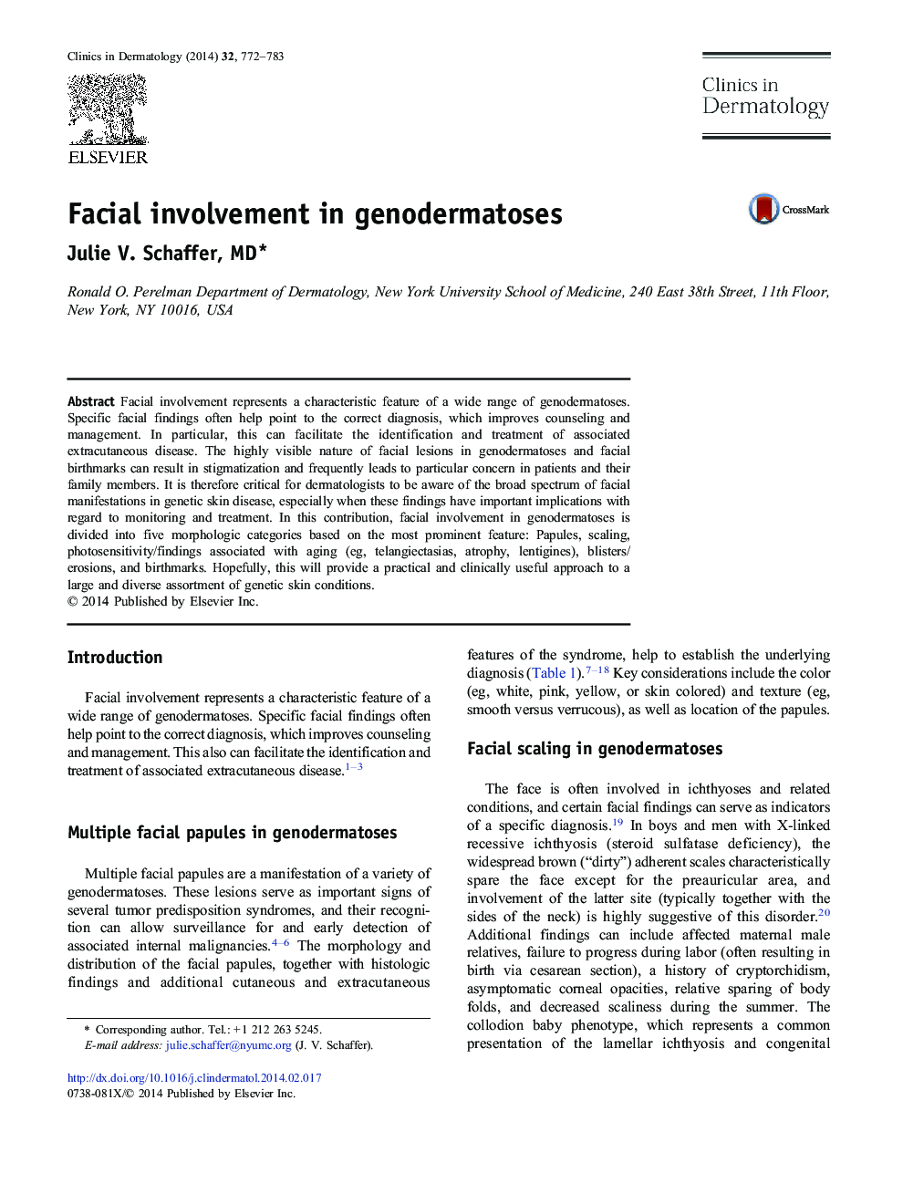 Facial involvement in genodermatoses