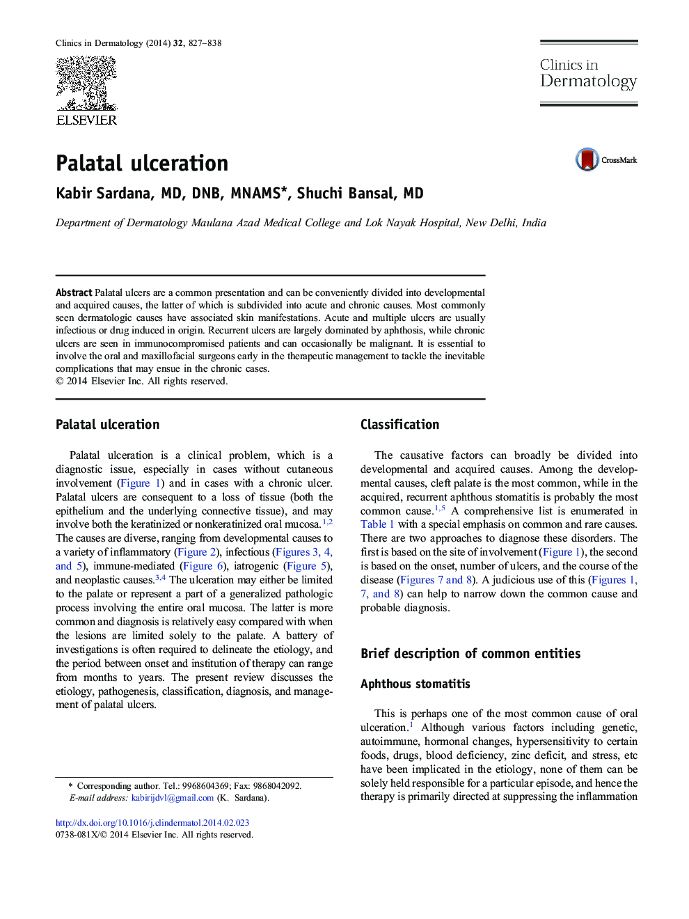 Palatal ulceration