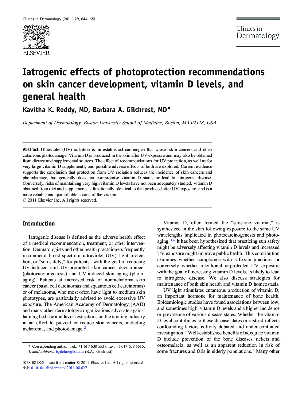 Iatrogenic effects of photoprotection recommendations on skin cancer development, vitamin D levels, and general health