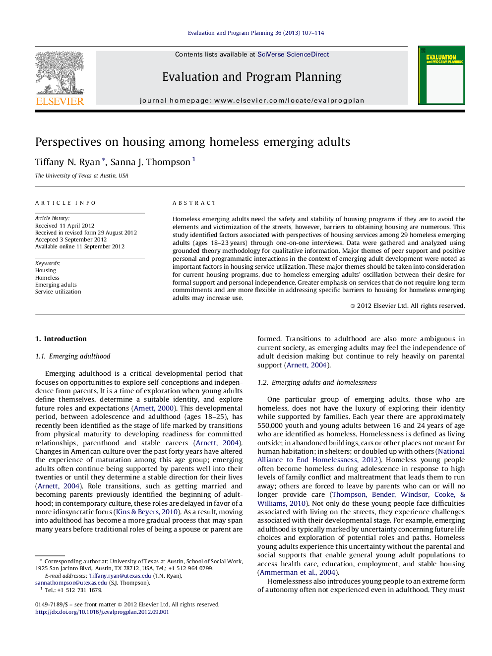 Perspectives on housing among homeless emerging adults