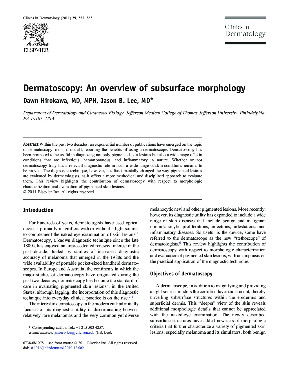 Dermatoscopy: An overview of subsurface morphology