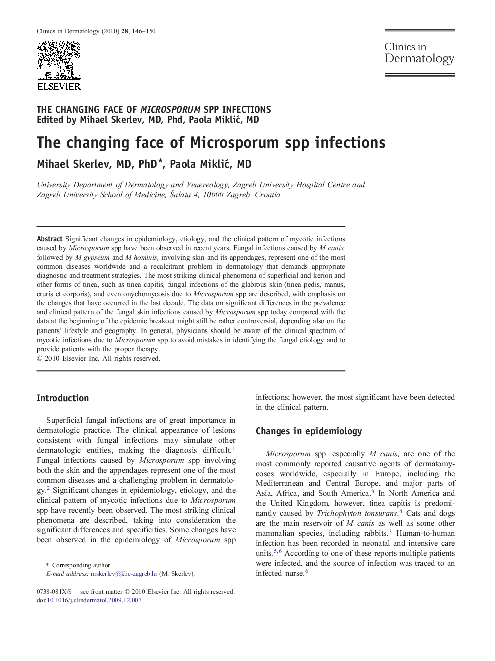 The changing face of Microsporum spp infections