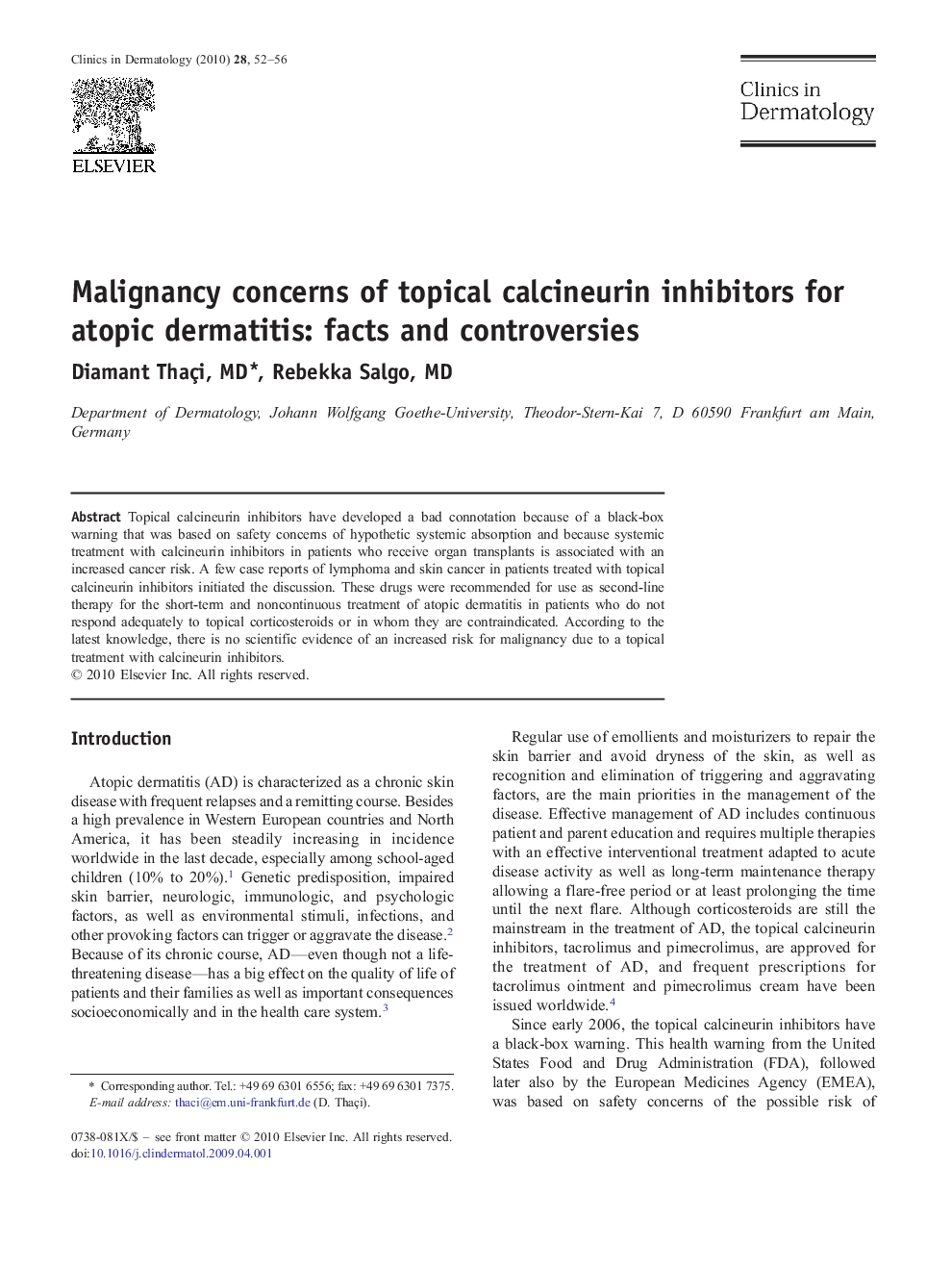 Malignancy concerns of topical calcineurin inhibitors for atopic dermatitis: facts and controversies