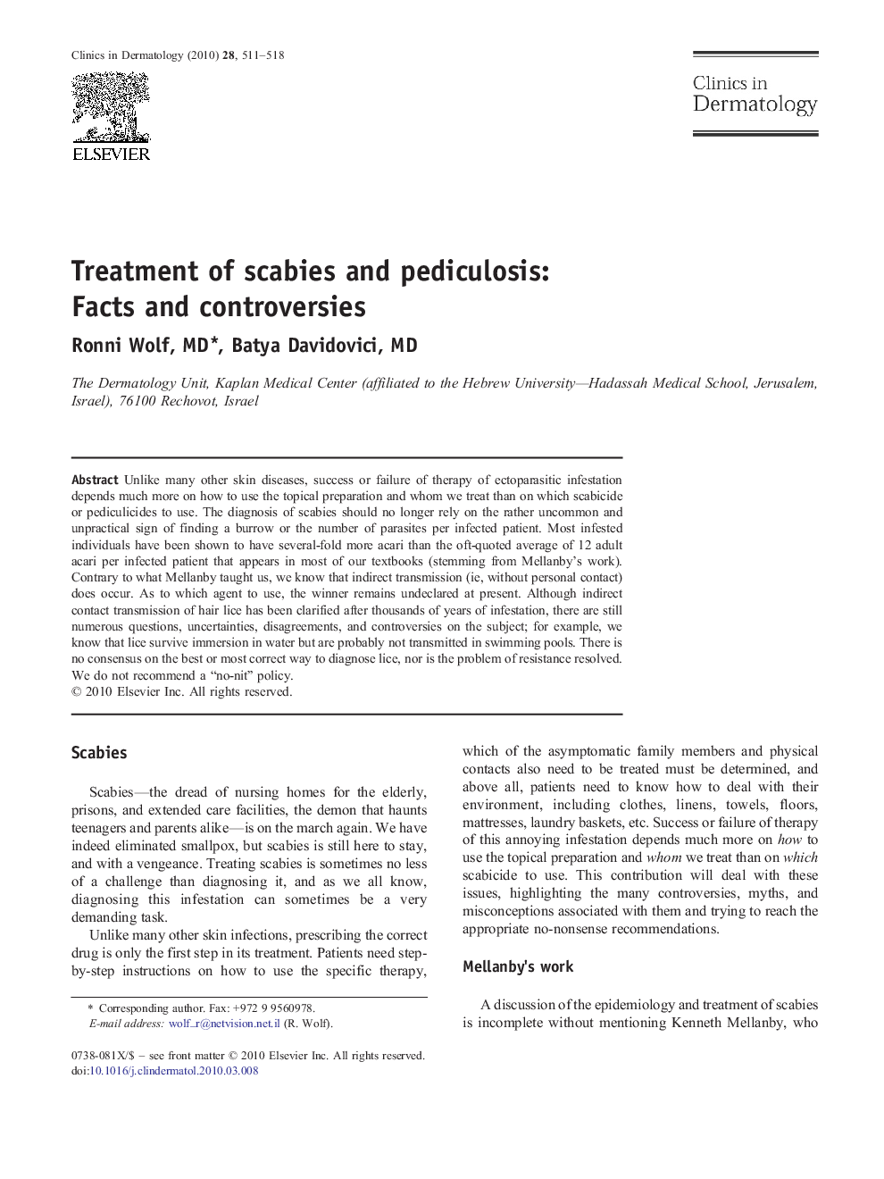 Treatment of scabies and pediculosis: Facts and controversies