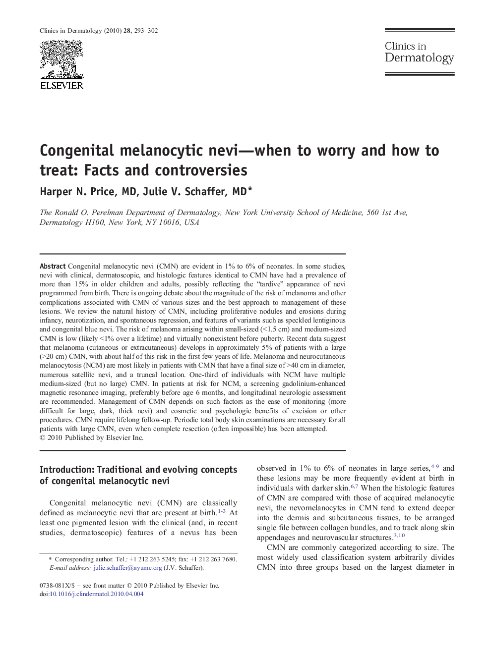 Congenital melanocytic nevi—when to worry and how to treat: Facts and controversies