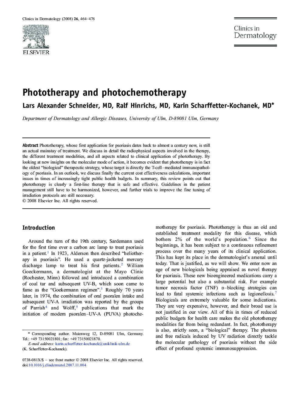 Phototherapy and photochemotherapy