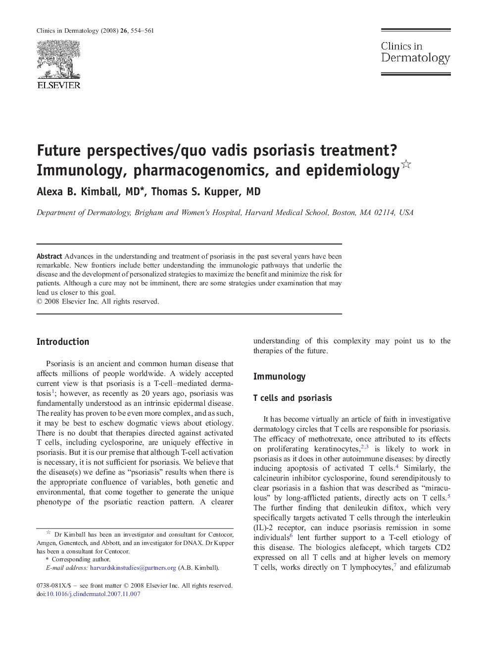 Future perspectives/quo vadis psoriasis treatment? Immunology, pharmacogenomics, and epidemiology