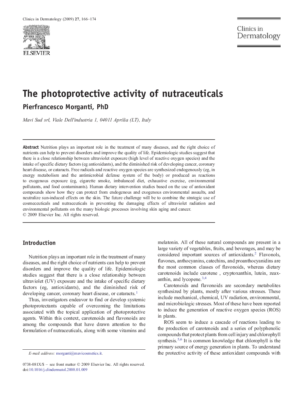 The photoprotective activity of nutraceuticals