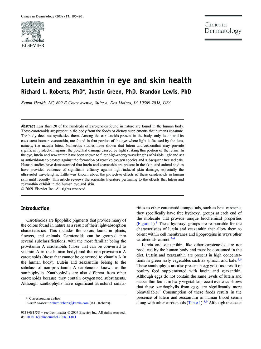 Lutein and zeaxanthin in eye and skin health