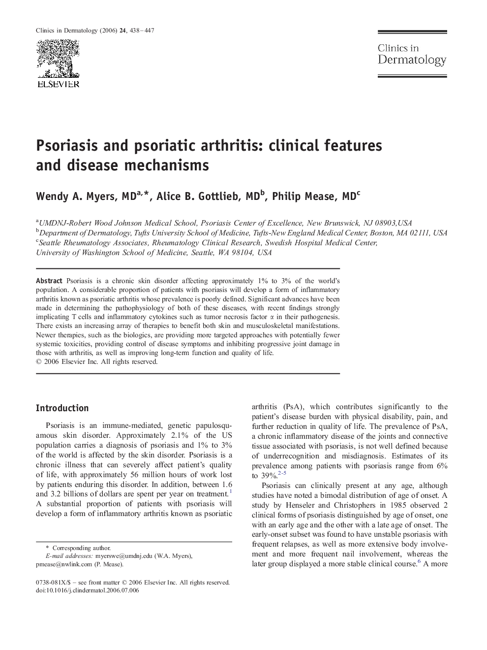 Psoriasis and psoriatic arthritis: clinical features and disease mechanisms