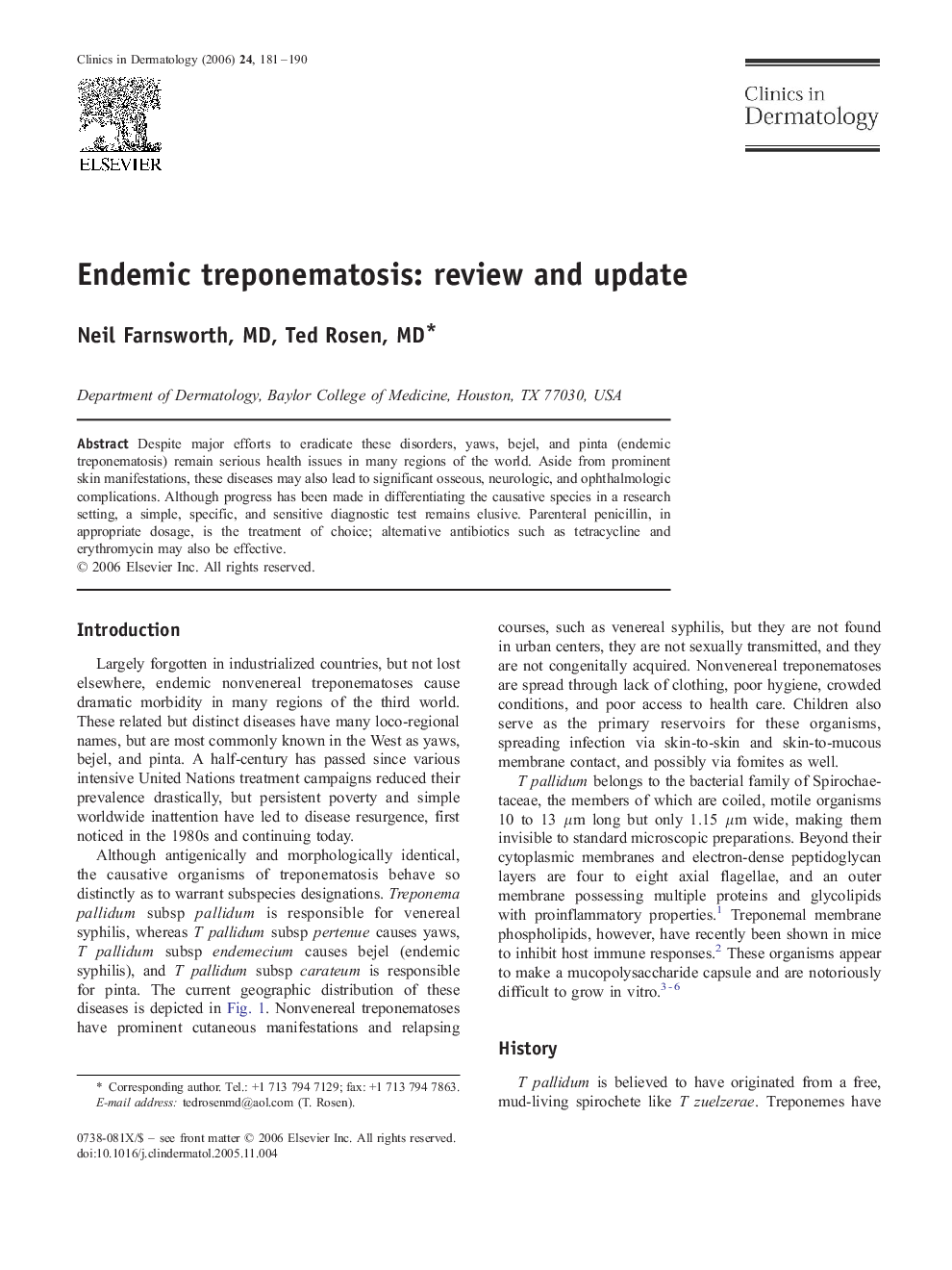 Endemic treponematosis: review and update