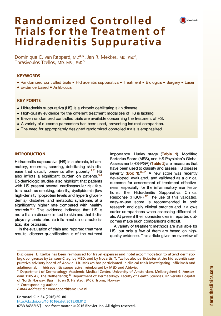 Randomized Controlled Trials for the Treatment of Hidradenitis Suppurativa