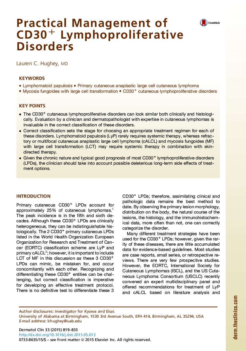 Practical Management of CD30+ Lymphoproliferative Disorders