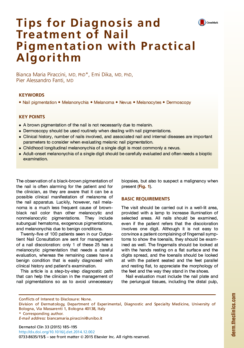 Tips for Diagnosis and Treatment of Nail Pigmentation with Practical Algorithm