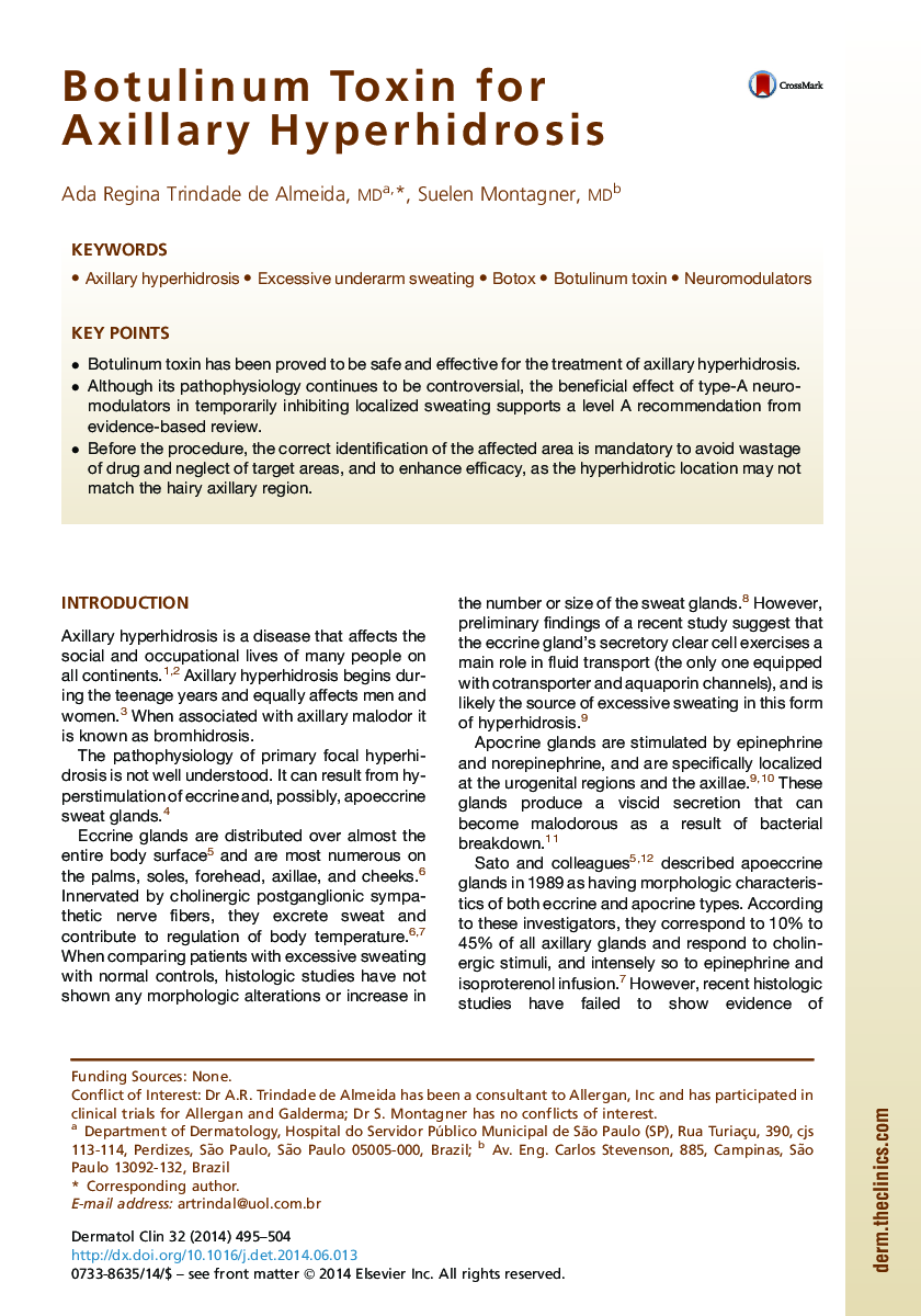 Botulinum Toxin for Axillary Hyperhidrosis