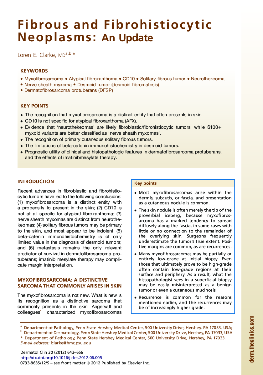 Fibrous and Fibrohistiocytic Neoplasms