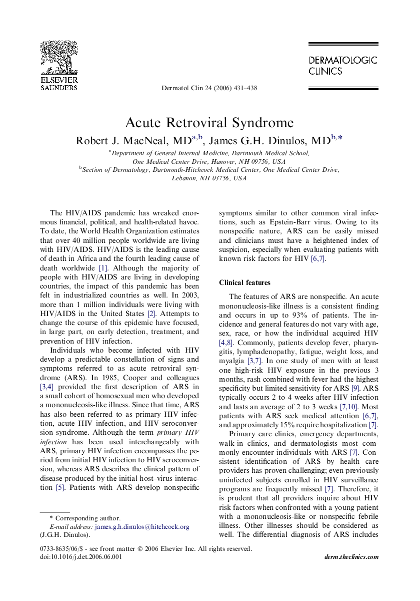 Acute Retroviral Syndrome