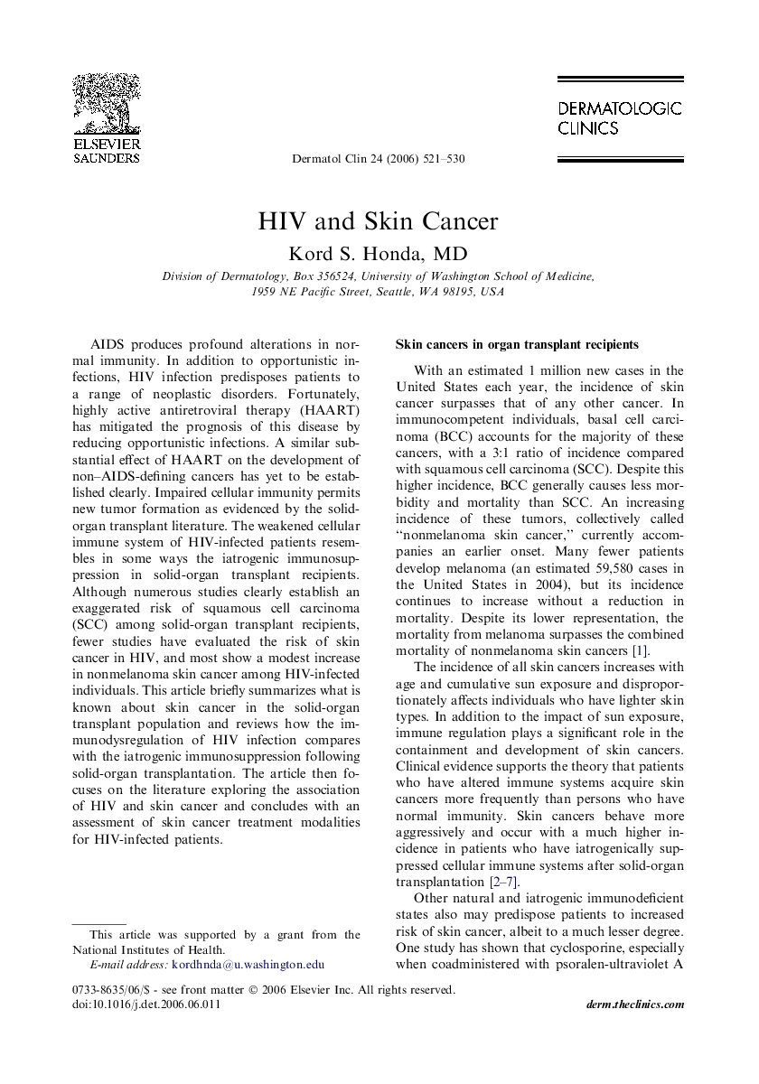 HIV and Skin Cancer