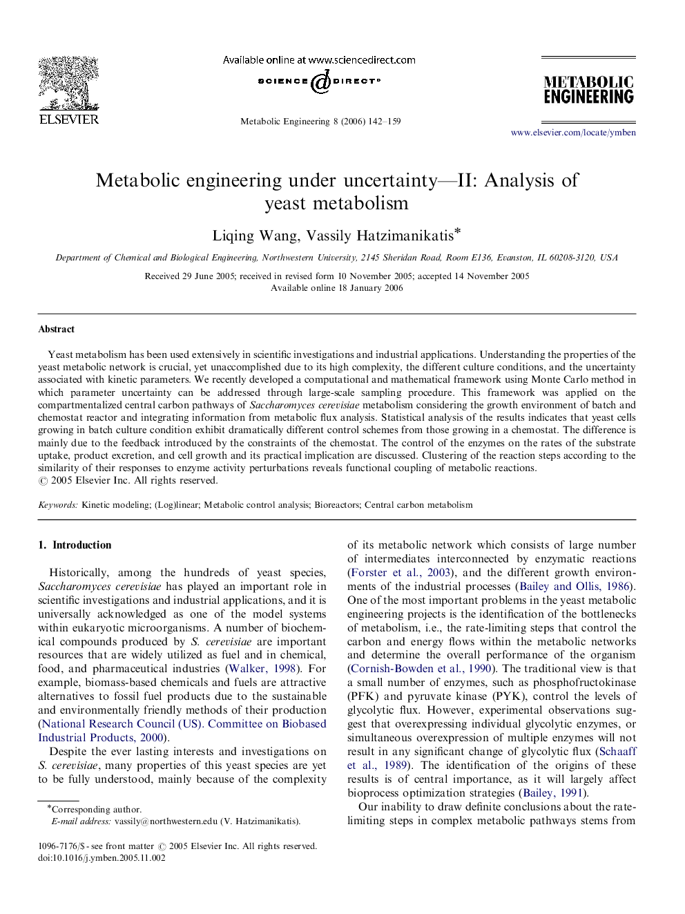 Metabolic engineering under uncertainty—II: Analysis of yeast metabolism