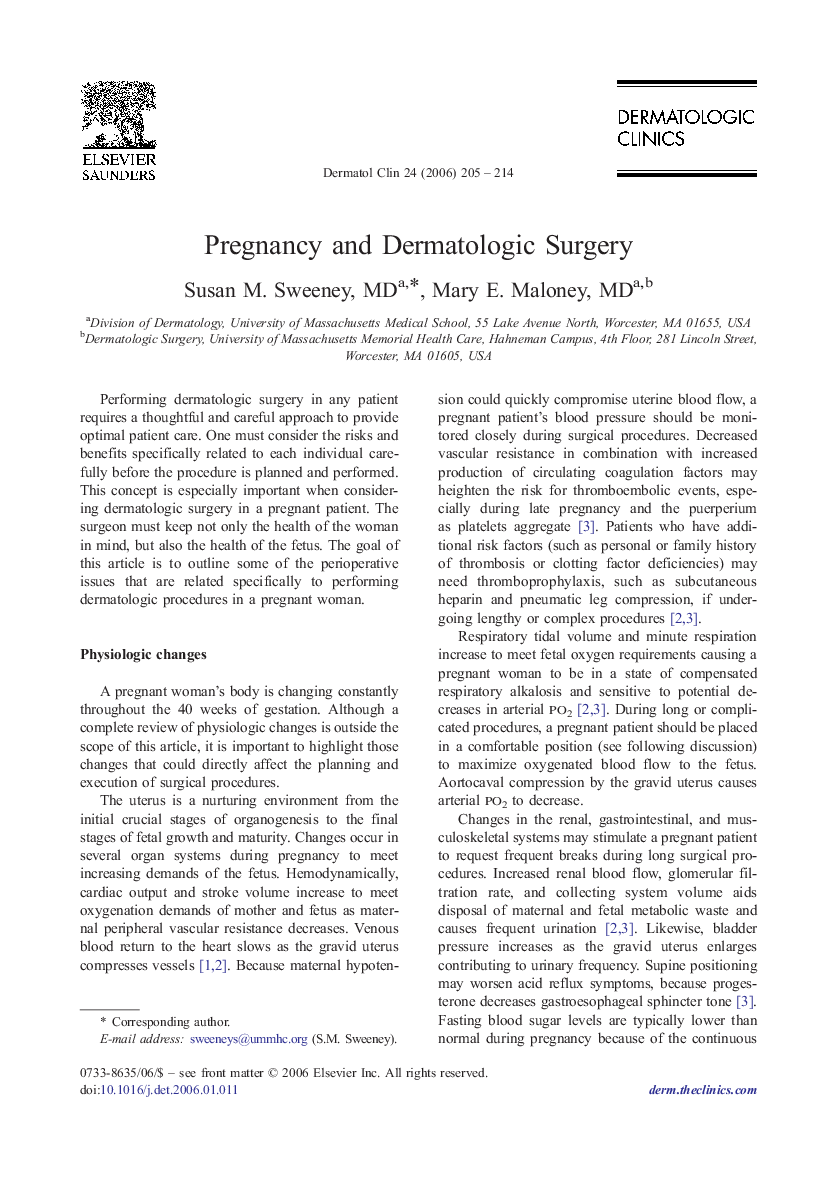 Pregnancy and Dermatologic Surgery