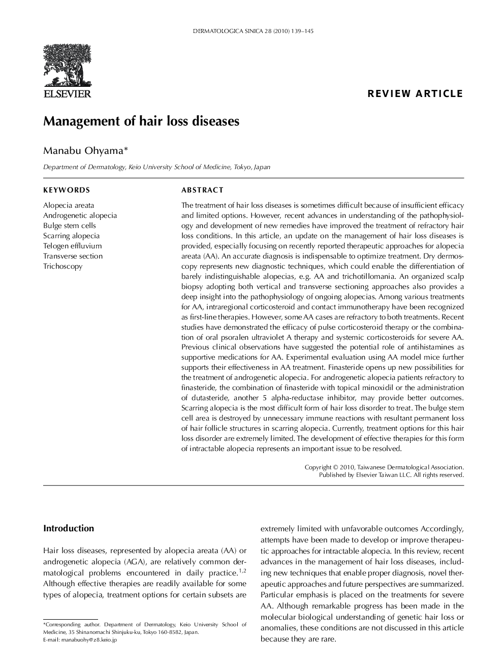Management of hair loss diseases