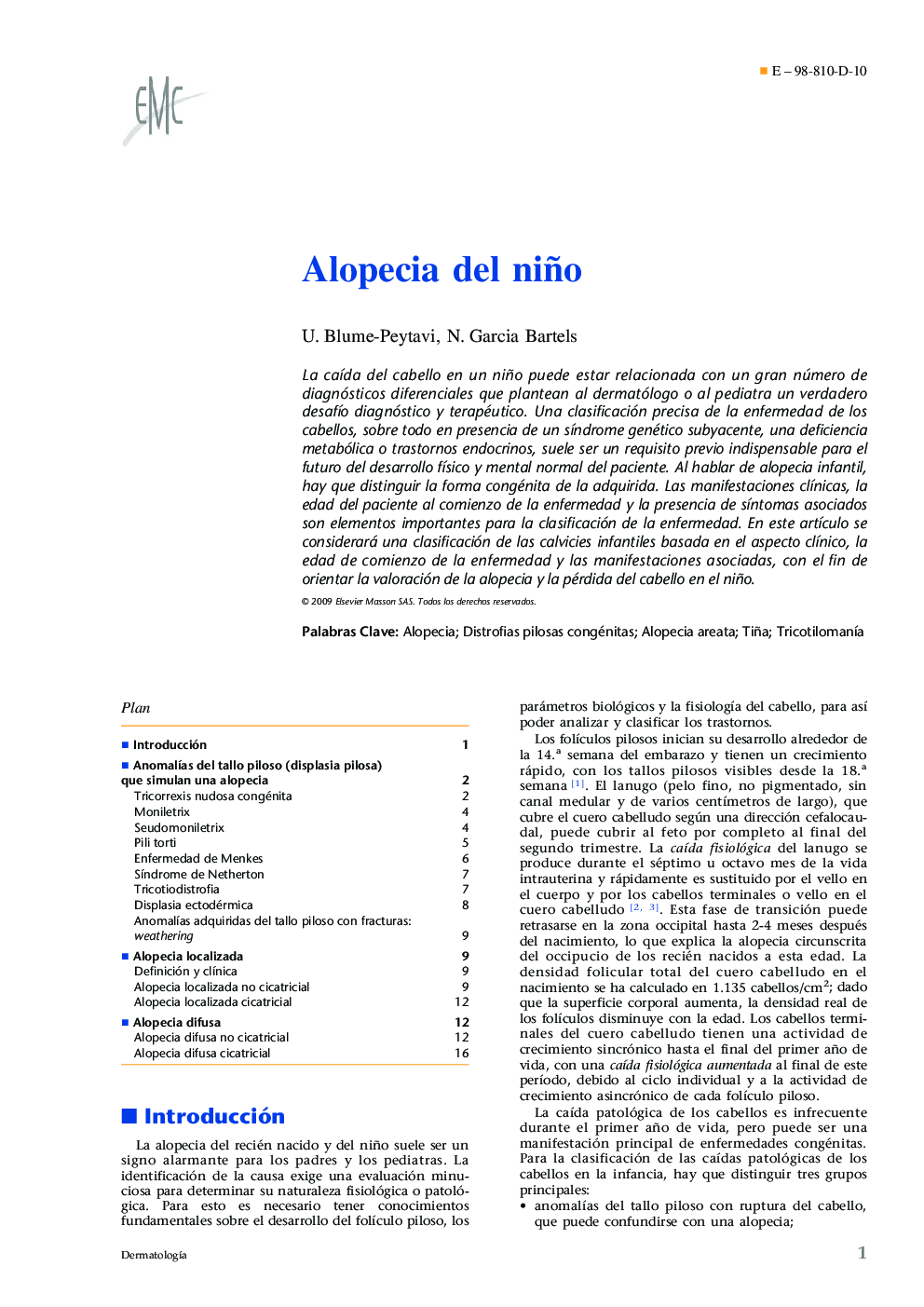 Alopecia del niño