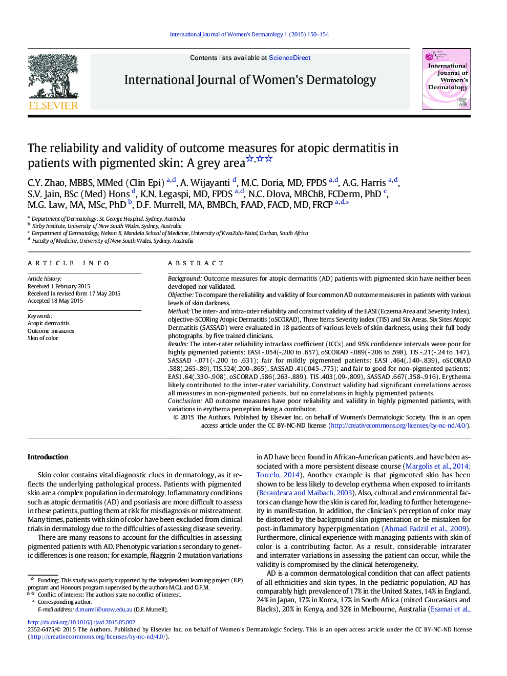 The reliability and validity of outcome measures for atopic dermatitis in patients with pigmented skin: A grey area 