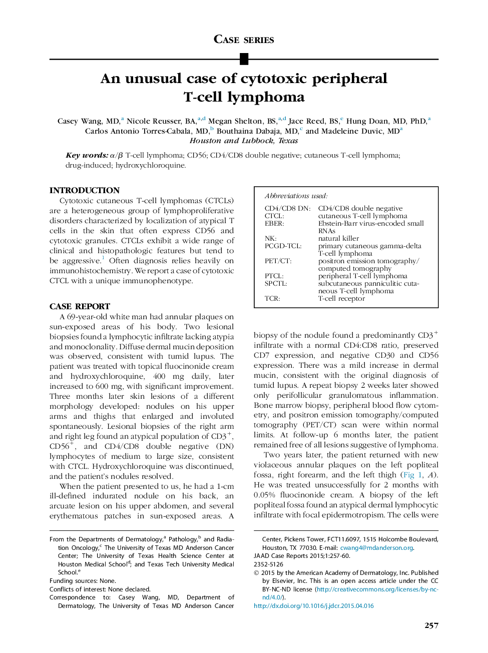 An unusual case of cytotoxic peripheral T-cell lymphoma