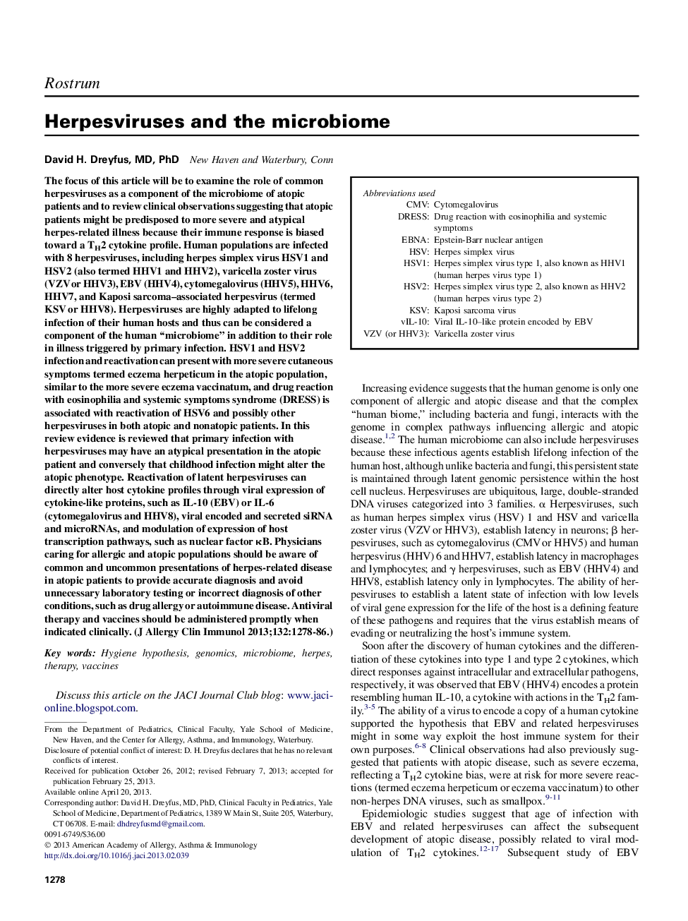 Herpesviruses and the microbiome 