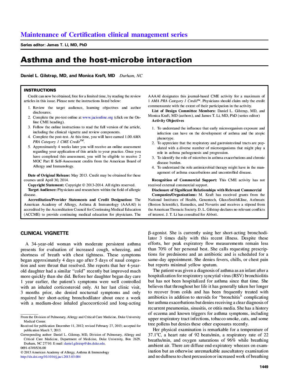 Asthma and the host-microbe interaction