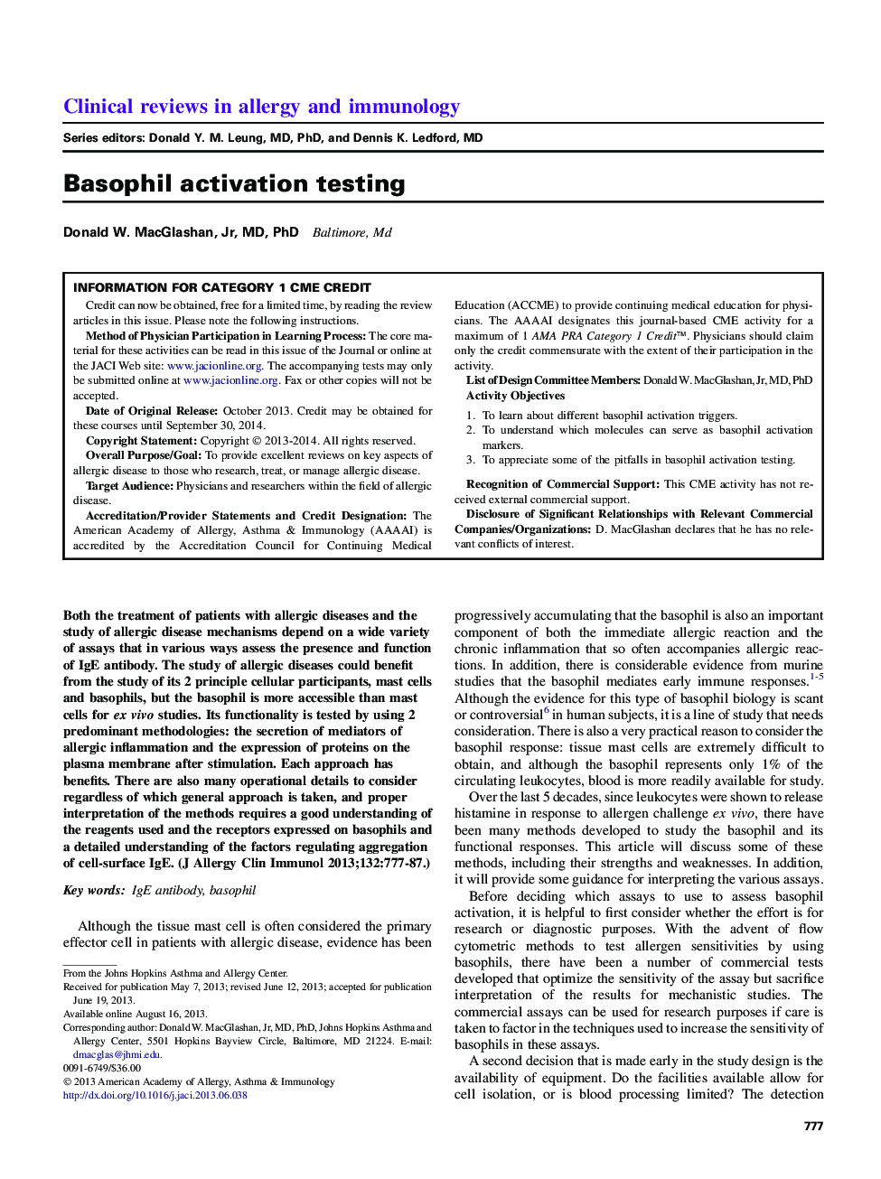 Basophil activation testing 