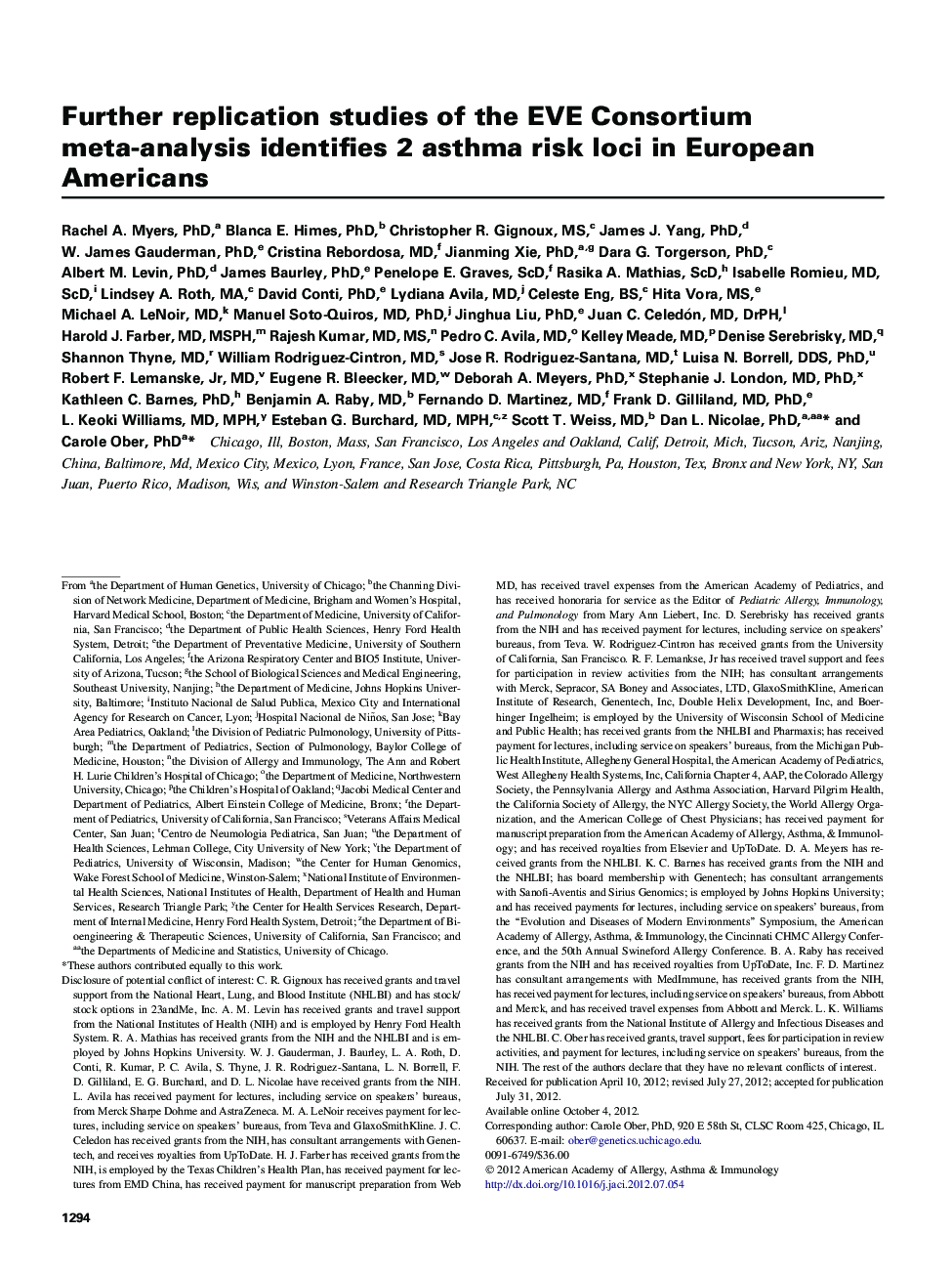 Further replication studies of the EVE Consortium meta-analysis identifies 2 asthma risk loci in European Americans 