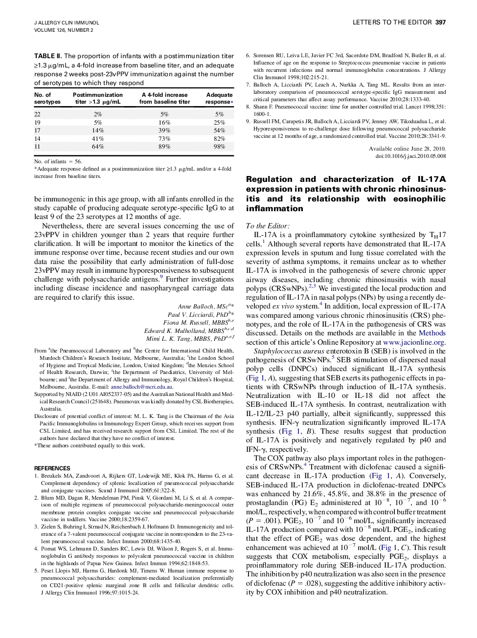 Regulation and characterization of IL-17A expression in patients with chronic rhinosinusitis and its relationship with eosinophilic inflammation