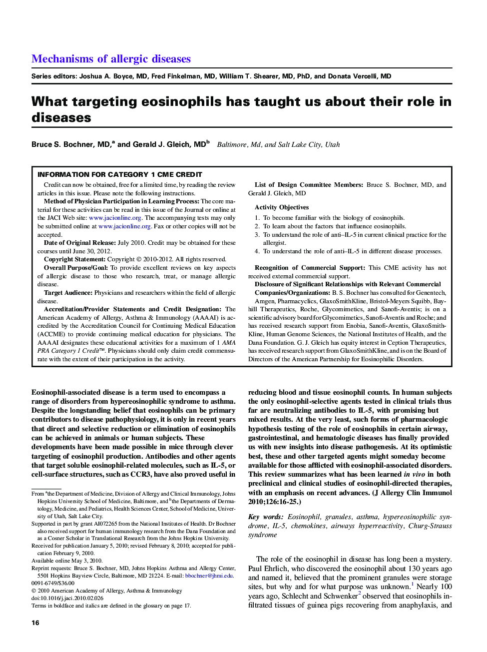 What targeting eosinophils has taught us about their role in diseases 