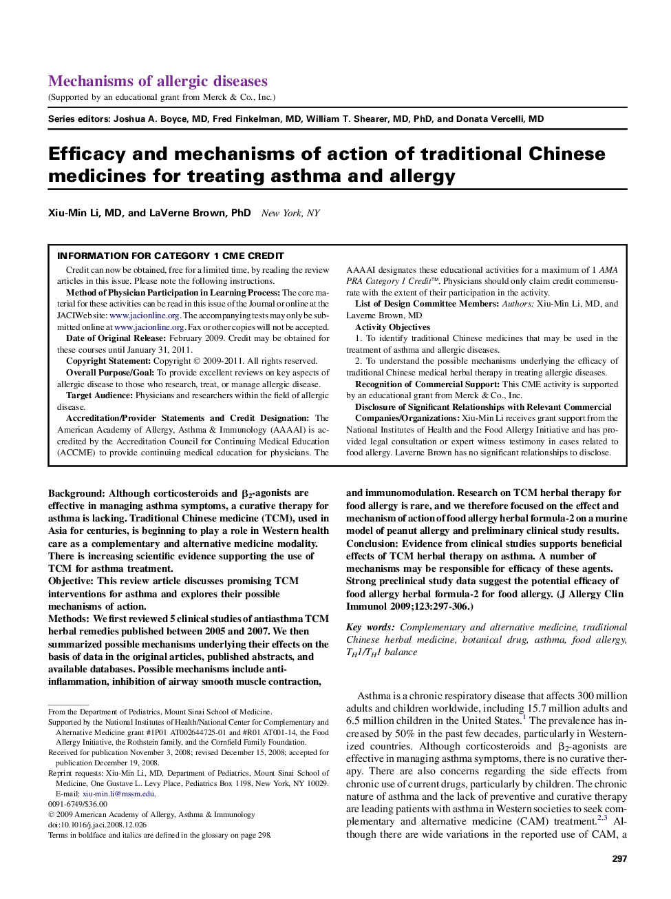 Efficacy and mechanisms of action of traditional Chinese medicines for treating asthma and allergy 