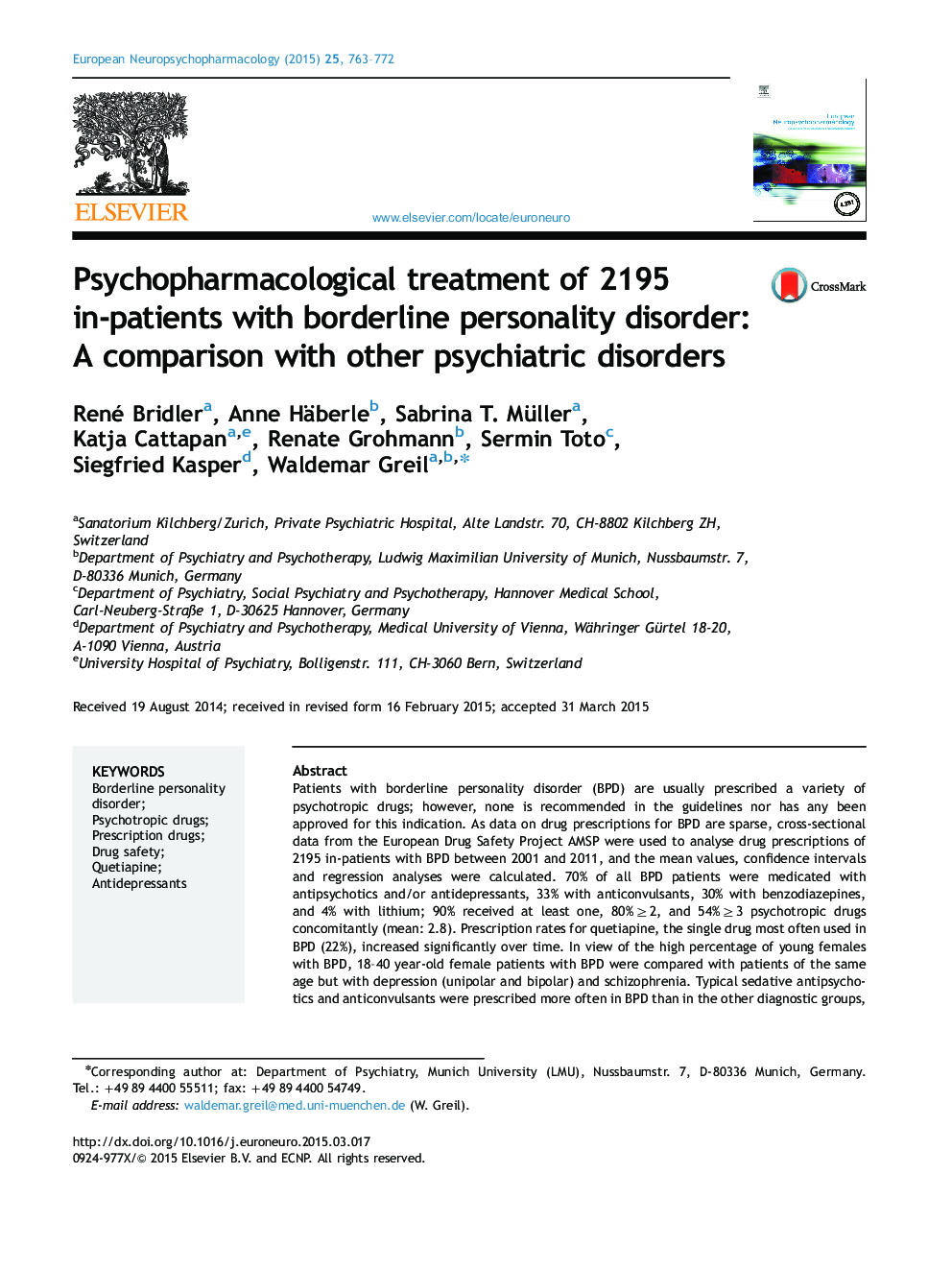 درمان روان بیهوشی 2195 بیمار مبتلا به اختلال شخصیت مرزی: مقایسهای با سایر اختلالات روانپزشکی 