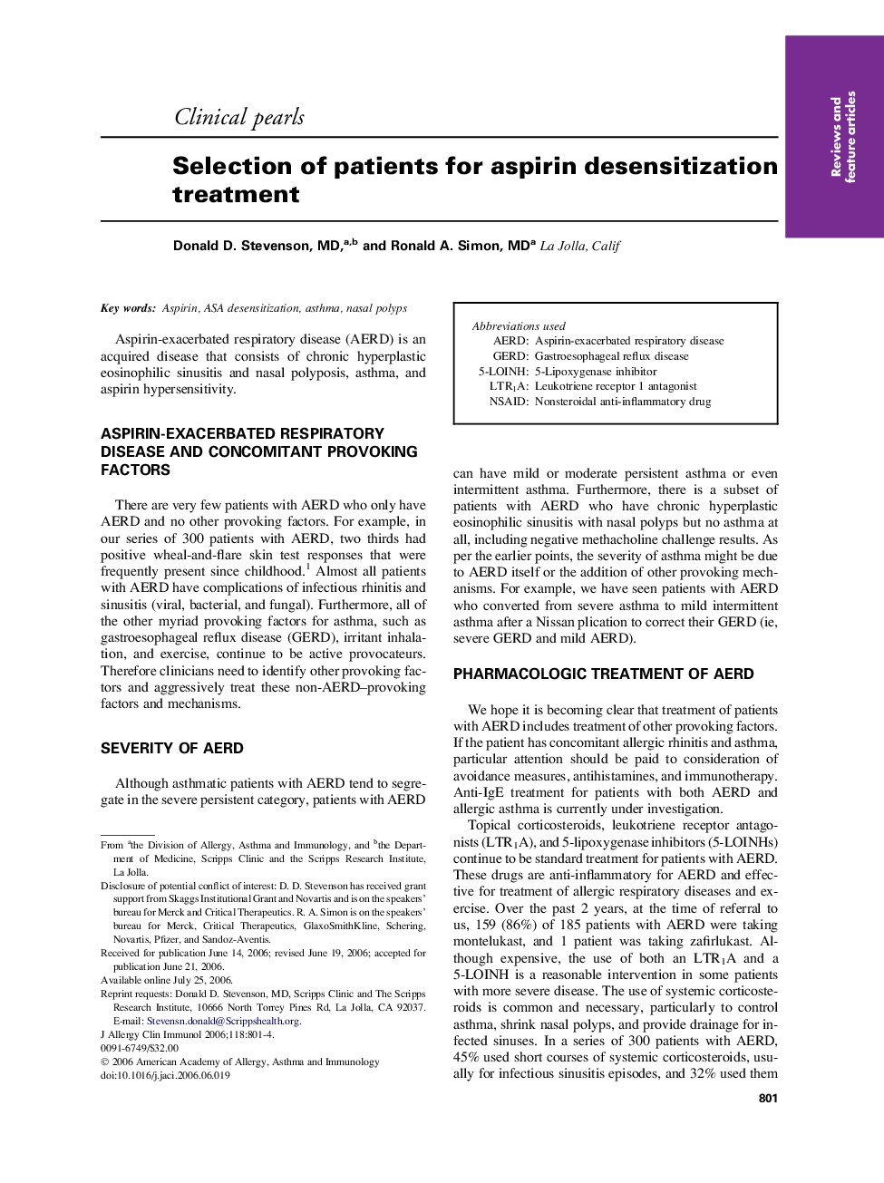 Selection of patients for aspirin desensitization treatment