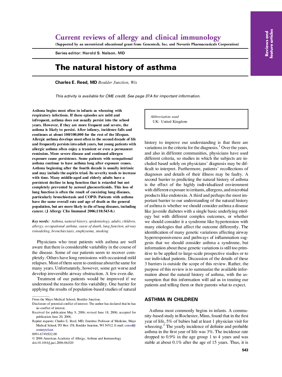 The natural history of asthma 