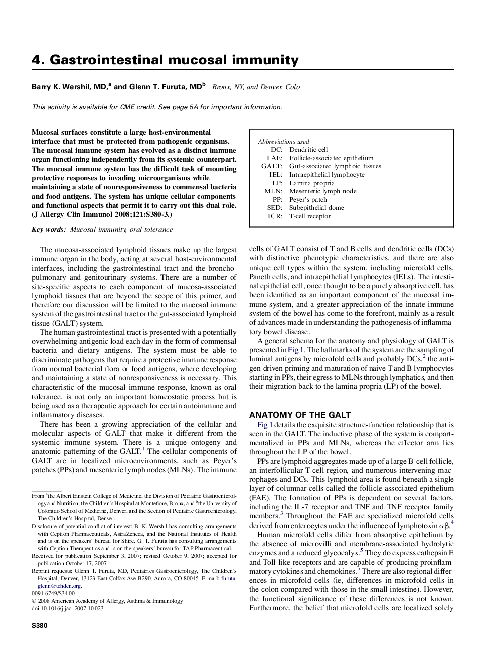 4. Gastrointestinal mucosal immunity 