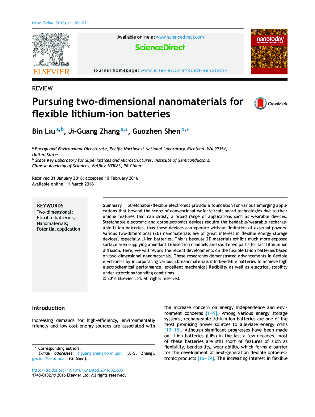 Pursuing two-dimensional nanomaterials for flexible lithium-ion batteries