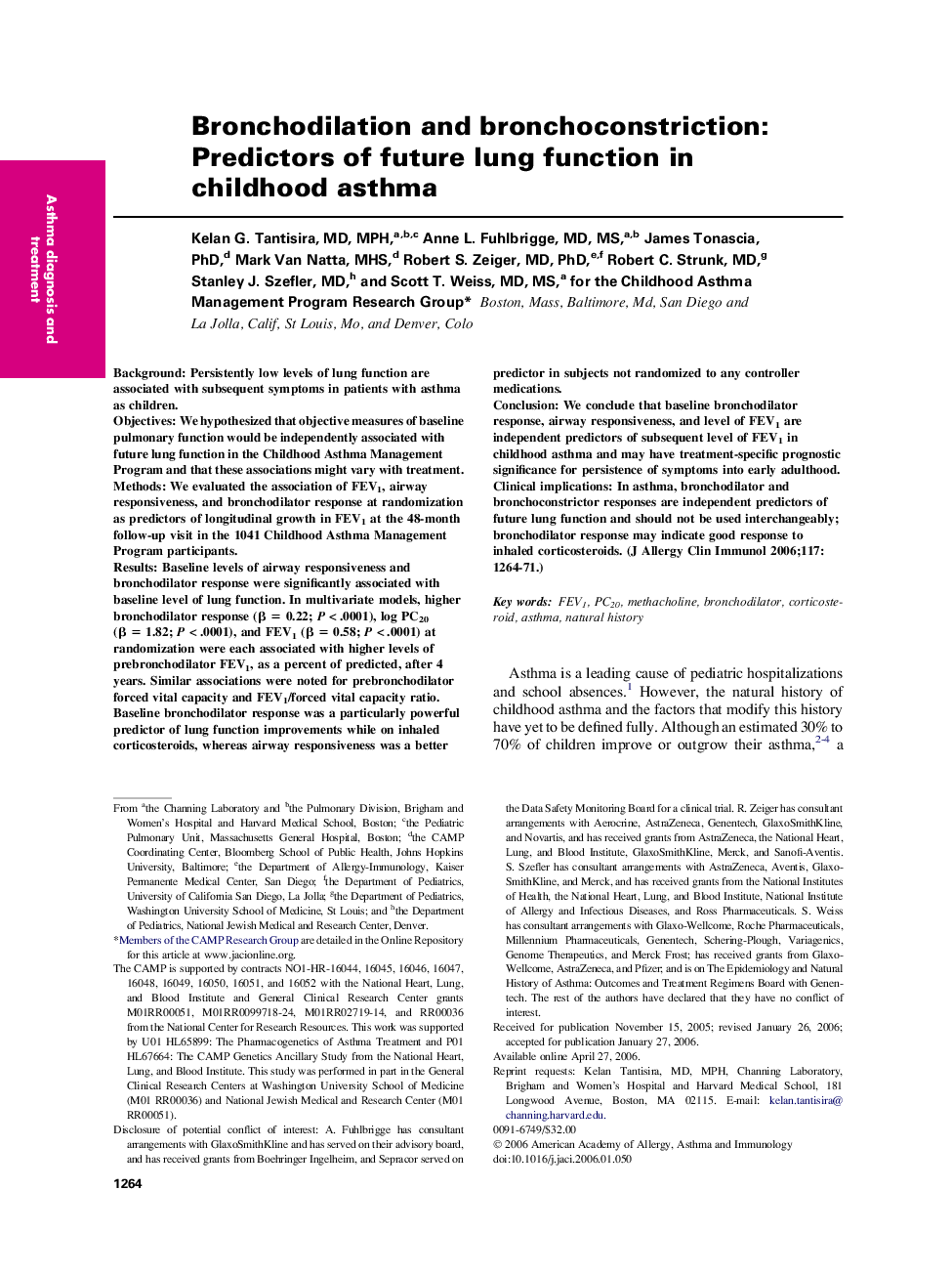 Bronchodilation and bronchoconstriction: Predictors of future lung function in childhood asthma 