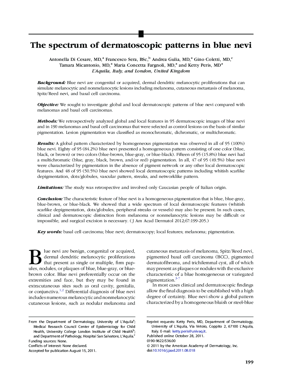 The spectrum of dermatoscopic patterns in blue nevi 