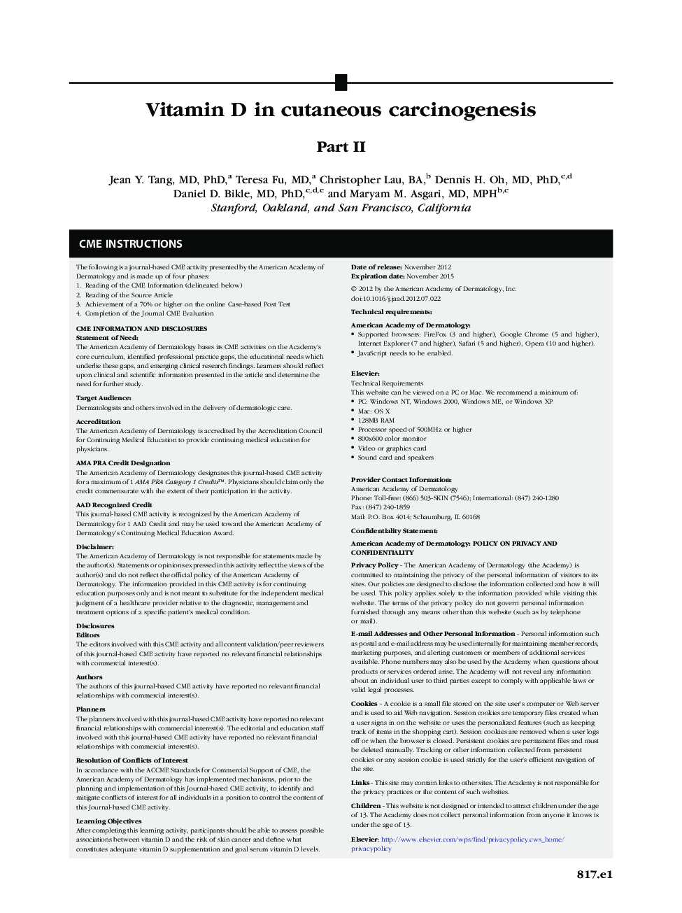 Vitamin D in cutaneous carcinogenesis