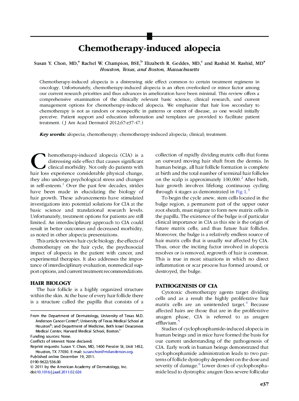 Chemotherapy-induced alopecia 