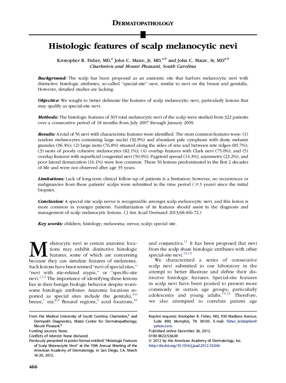 Histologic features of scalp melanocytic nevi 